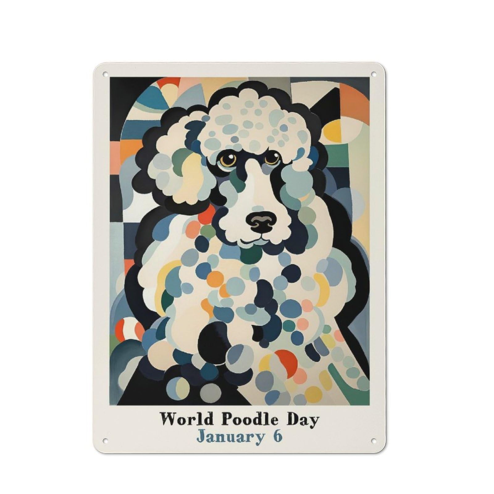 Junmoney Style-13 January 6 Poodle Day Industrial Metal Wall Decor 40X30cm, Tin Sign For Workshop, Basement, Shed Or Games Room