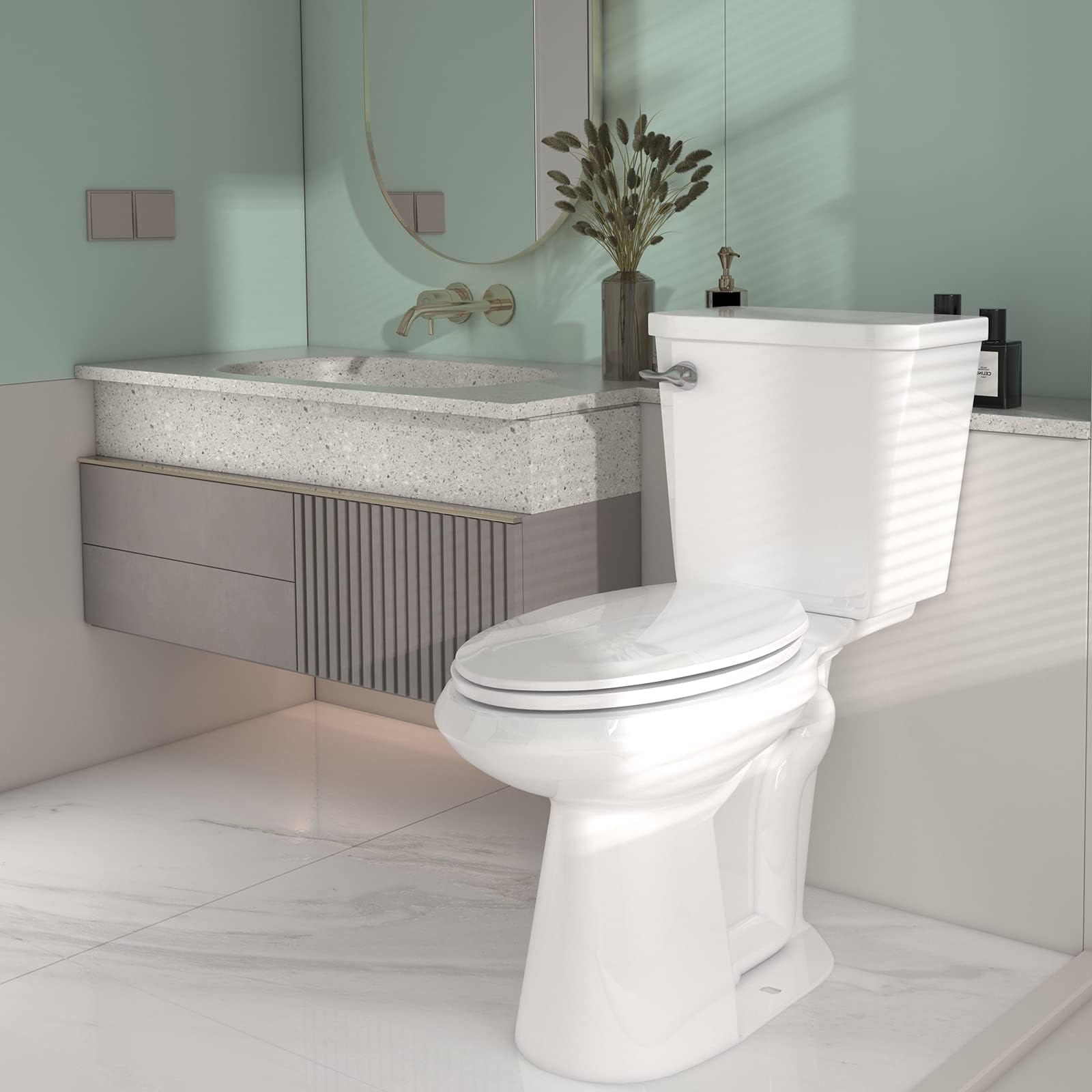 17.5" Extra High Toilet | Two-piece Tall Toilet Extra Elongated Toilet With 12" Rough-in & 17.5 Inch Toilet Bowl Height | High Toilets For Seniors & Disabled & Tall Person