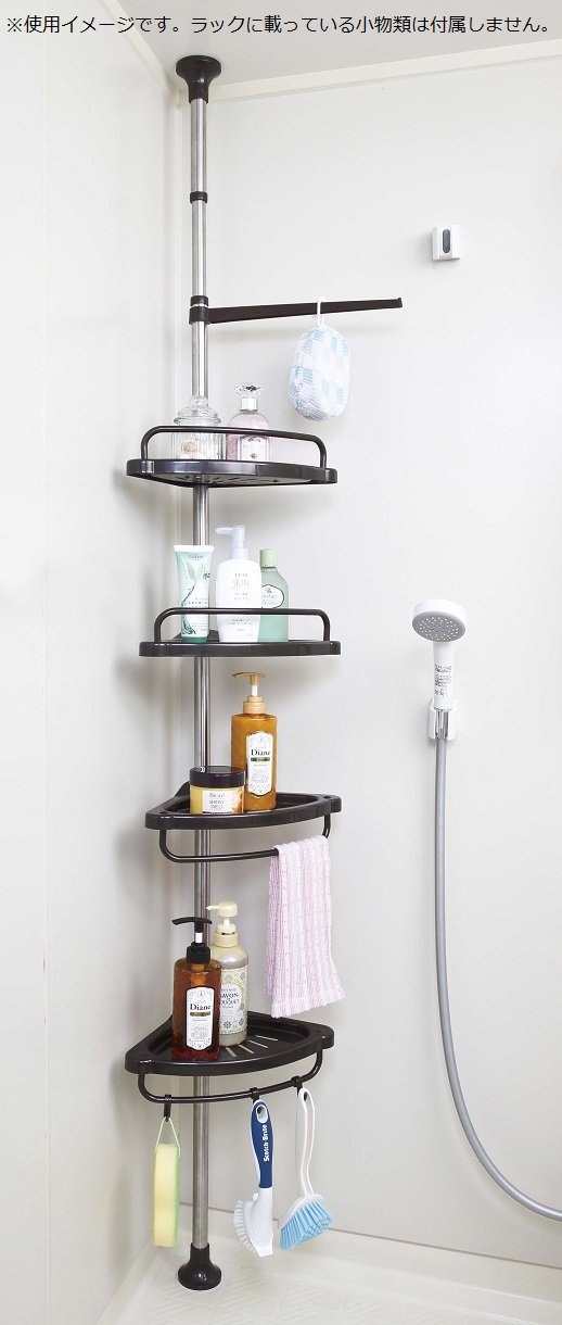 ステンレス　つっぱりコーナーラック ステンレスつっぱりコーナーラック4段 | ニトリネット【公式