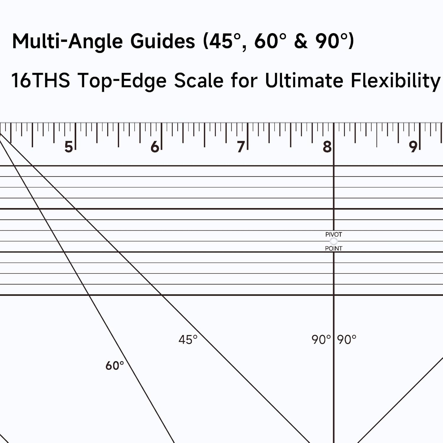 YLaziion 16" Imperial Acrylic Pattern Master Ruler, Clear 16THS Multi-Purpose French Curve Ruler, 45°& 60° Angle Lines, 3mm Non-Yellowing Hip Curve, Vary Form Curve Ruler for Sewing Pattern Making