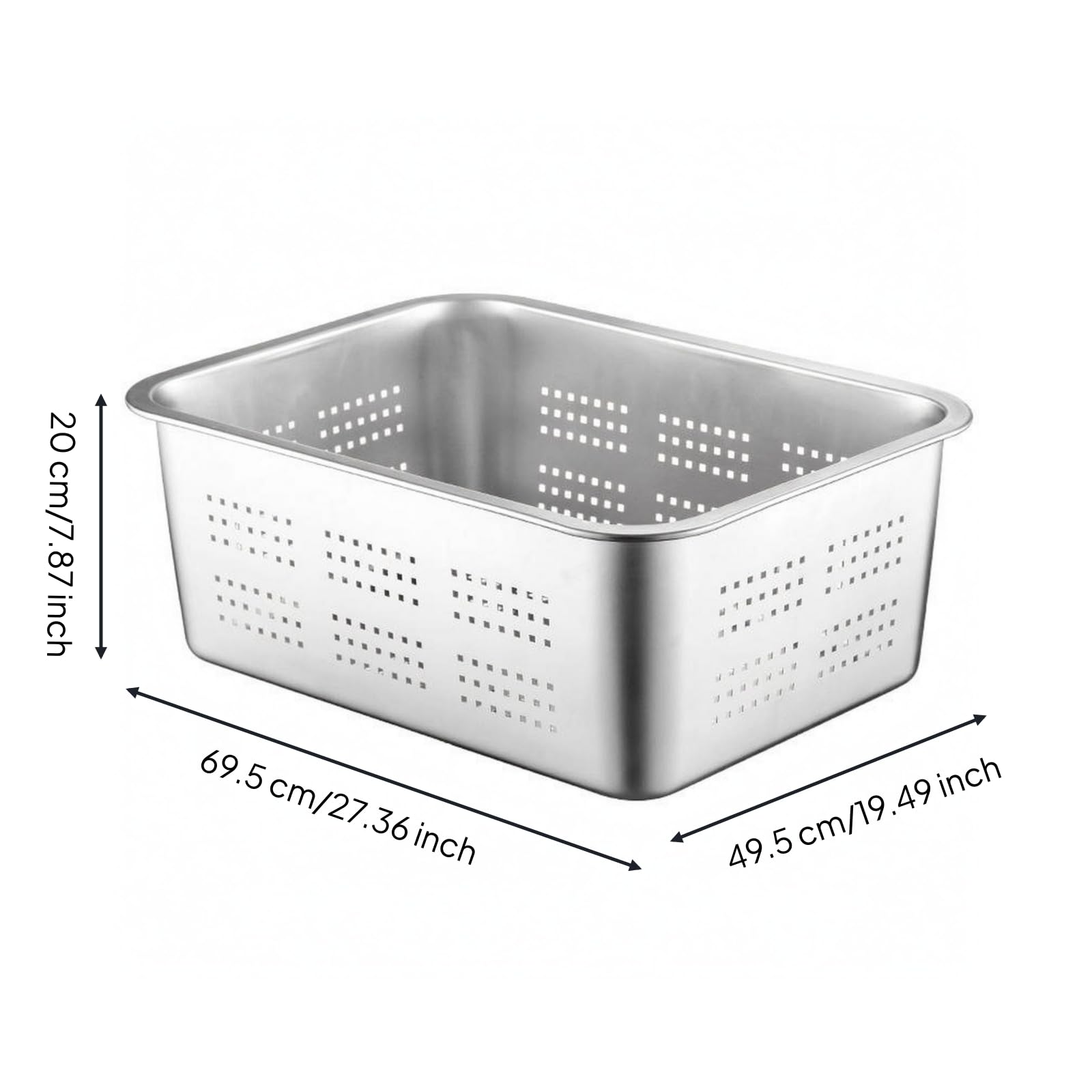 Amagogo Bandeja de Acero Inoxidable Rectangular con Borde Grueso y Fondo Reforzado Organizar y Alimentos Adecuada para Servicio de Mesa Desayunos Reuniones, 70x50x15cm