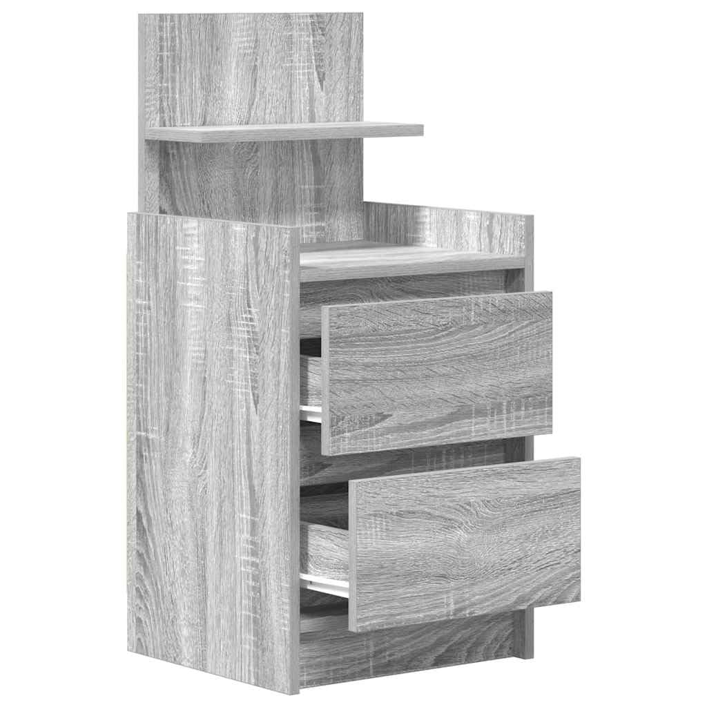 vidaXL Table de Chevet avec 2 tiroirs Sonoma Gris 38x34x80 cm