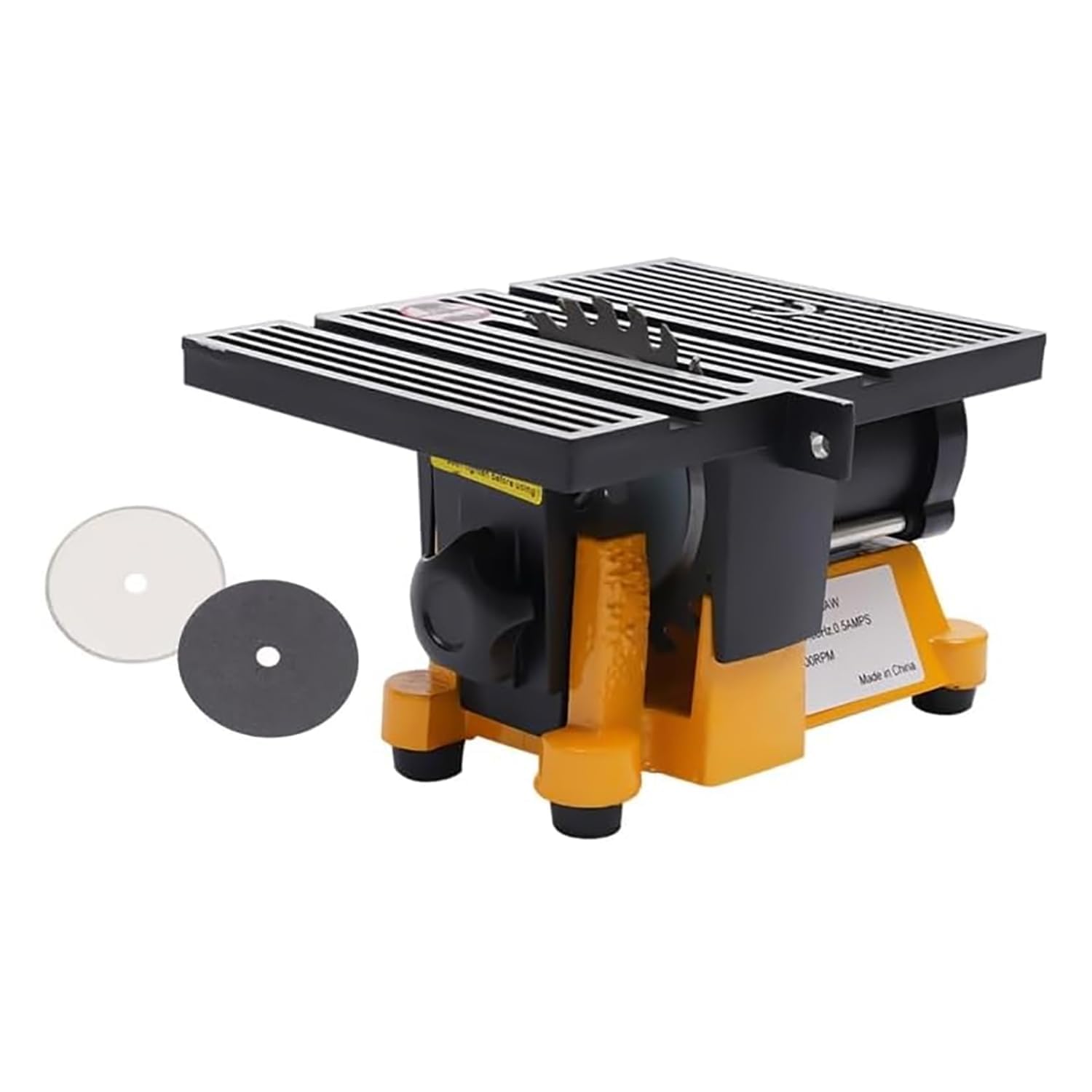 Mini sierra de mesa portátil, máquina de corte de banco de 4500 RPM con 3 cuchillas, guía de inglete ajustable y cubierta de seguridad para madera, metal, vidrio y materiales de manualidades