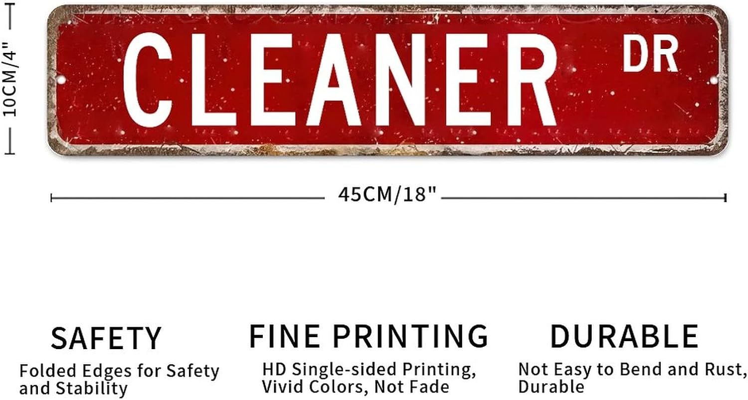 Cleaner Street Sign Custom Metal Signs Cleaner Decor Cleaner Gift Wall Art Vintage Rustic Metal Wall Sign Wall Decor Home Decor For Bedroom Kitchen Cafe Bar Office Garage image 2