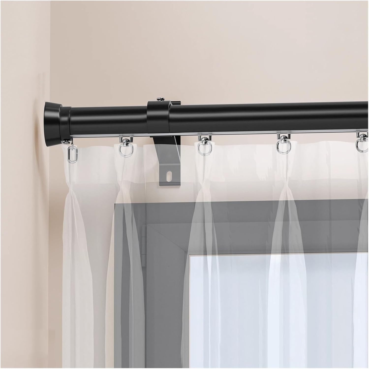 Heavy Duty Curtain Rod 16.2ft, Double/Single Track Window Treatment Rail with Bracket, Wall Mount for Heavy Drapes, Ideal for Home Decor & Drapery Solutions
