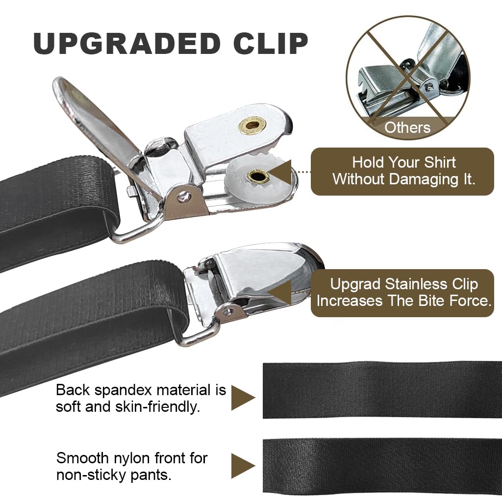 GUSTAVE® 2Pcs Shirt Stays for Men Formal Adjustable Shirt Tucker Belt with Elastic Adjustable Garters Shirt Holder Suit Accessories Shirt Stays Suspender Belt for Man 2