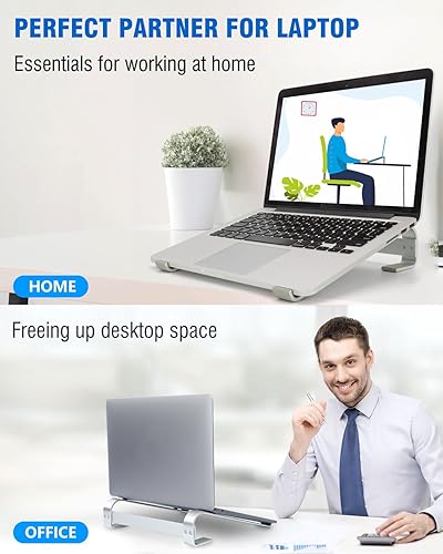 Miniatura 9 de Soporte ergonómico de aluminio para laptop, soporte robusto para MacBook, soporte para computadora compatible con MacBook Pro AirDellHP de 12, 13.3,