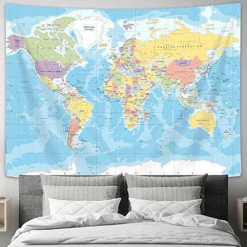 Miniatura 10 de Drgilau Tapiz educativo de mapa del viejo mundo, tapiz de pared educativo con mapa rosa, vintage, asia, europeo, ciudad del sur, topografía, América