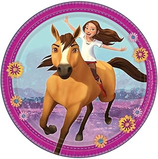 Paisley And Horse-silhouettes Design Round Paper Plates-8pc