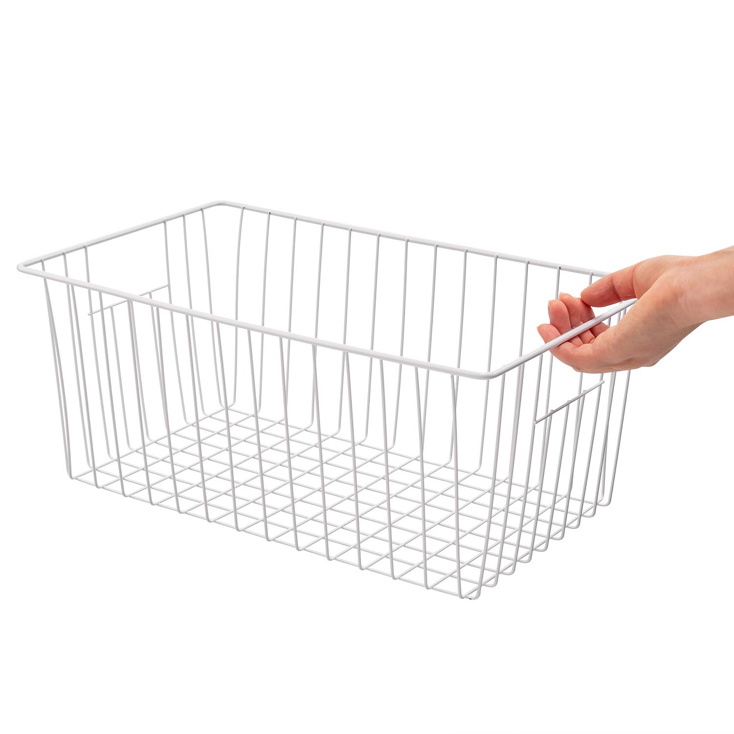 4 Cestini Portaoggetti In Griglia Metallica Per Frigorifero/Congelatore – 40,6x25,4x17,8 Cm – Con Manici