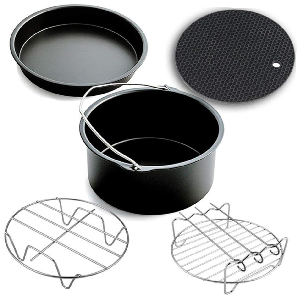 Gatuida 1pezzi Teglie per Friggitrice ad Aria Accessori Friggitrice ad Aria Quadrata Teglia per Pizza Utensil Cucina Pentola per Friggere Materiale di Facil Usare Pulire Maniglia Comoda