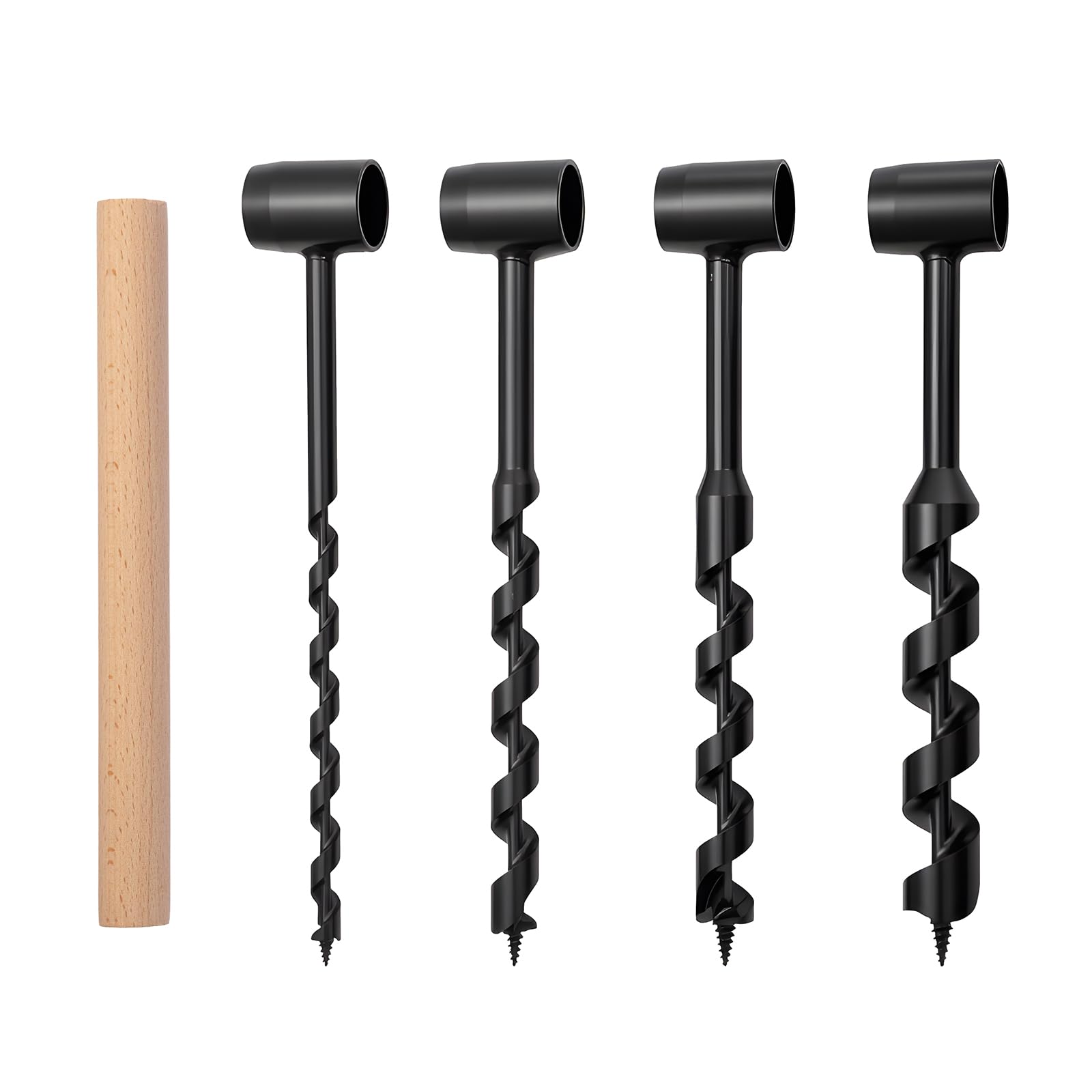 Trintion 5pcs Heavy-Duty Hand Drill Bit Set with Drill - All-Purpose Metal Drilling Kit for Tree Wood Board Drilling, Outdoor Survival, Log, Cabin Building & - Hand Kit for Deep Hole Drilling