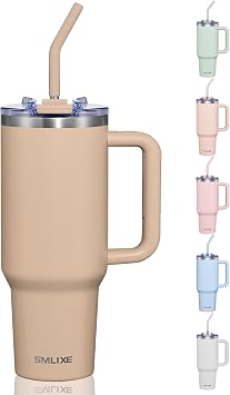 COKTIK 40 oz Tumbler With Handle and Straw, Insulated Tumbler With Leakproof Lids, Stainless Steel|BPA-Free, Cold for 24 H Dark Night