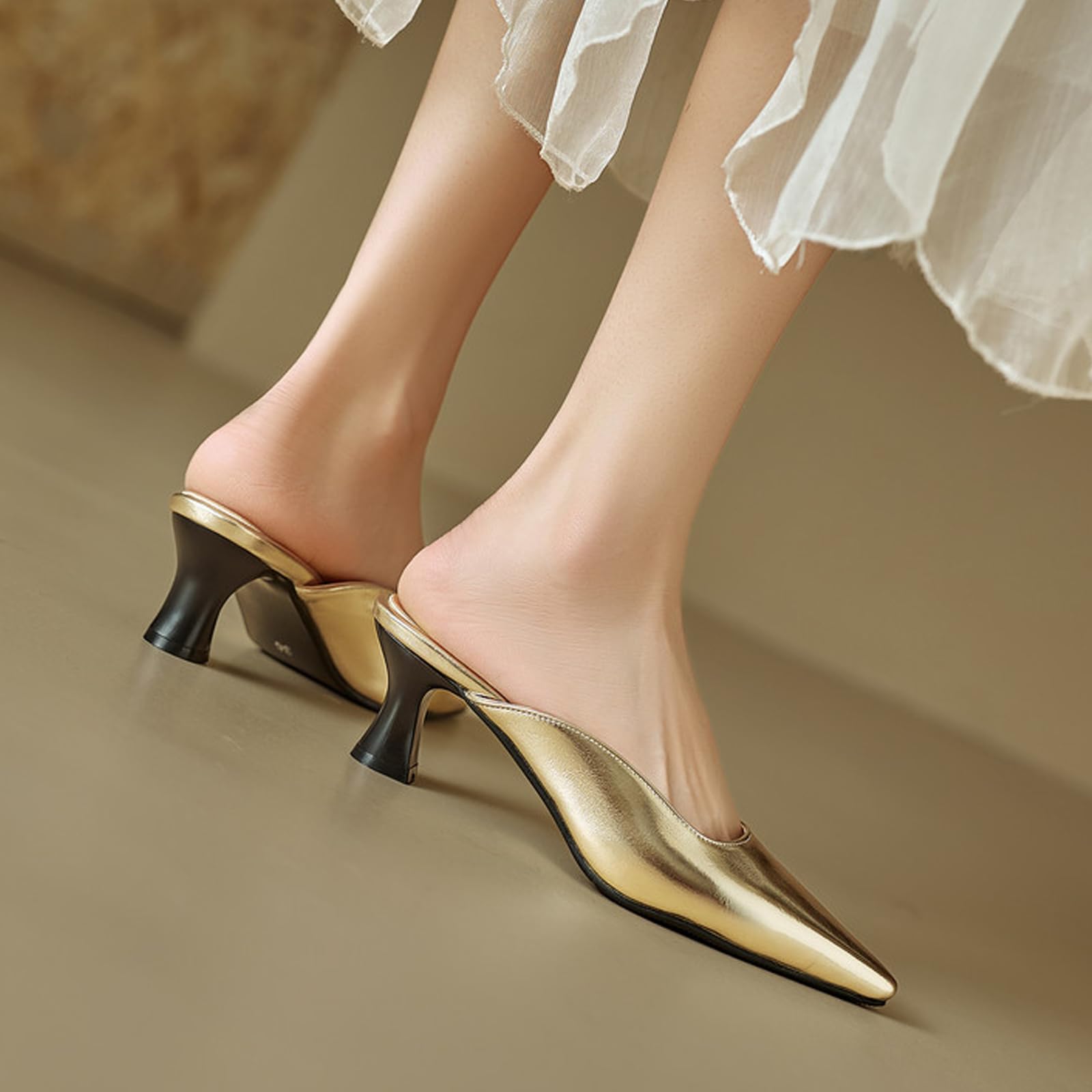 Scarpe Casual Donna Sabot Punta Stretta Tacco Décolleté | Perfetto Per Uso Quotidiano Appuntamenti E Feste, Altezza Comoda Uso Prolungato, Stile Minimalista Sfilato