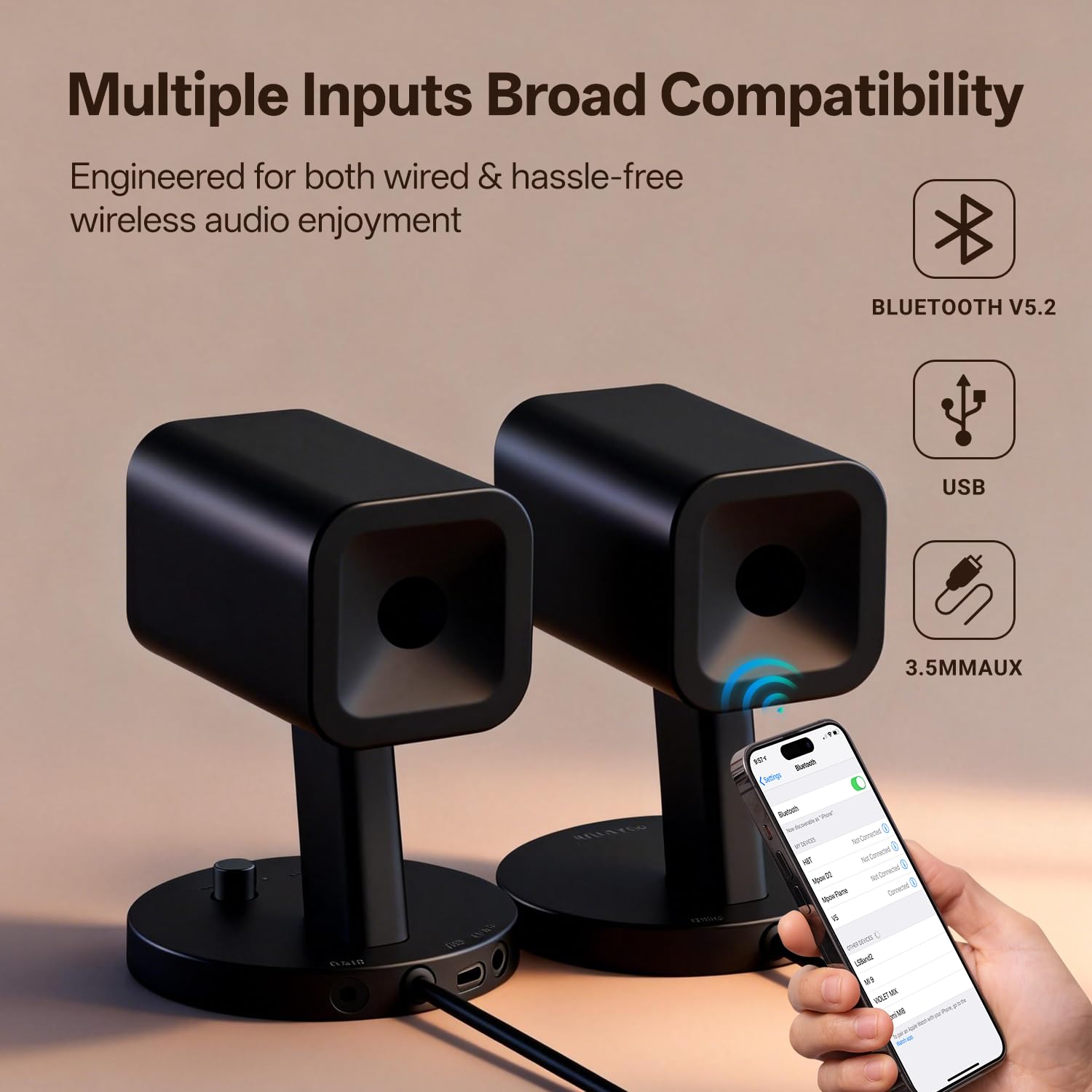 Sanyun SW202 24W Computer Gaming Lautsprecher mit 3 EQ-Modi (Spiel/Film/Musik), dynamischer 3D-Surround-Sound, 16bit DAC USB/AUX/Bluetooth 5.2, RGB-Beleuchtung, für PC/Desktop/Monitor/Laptop, Schwarz