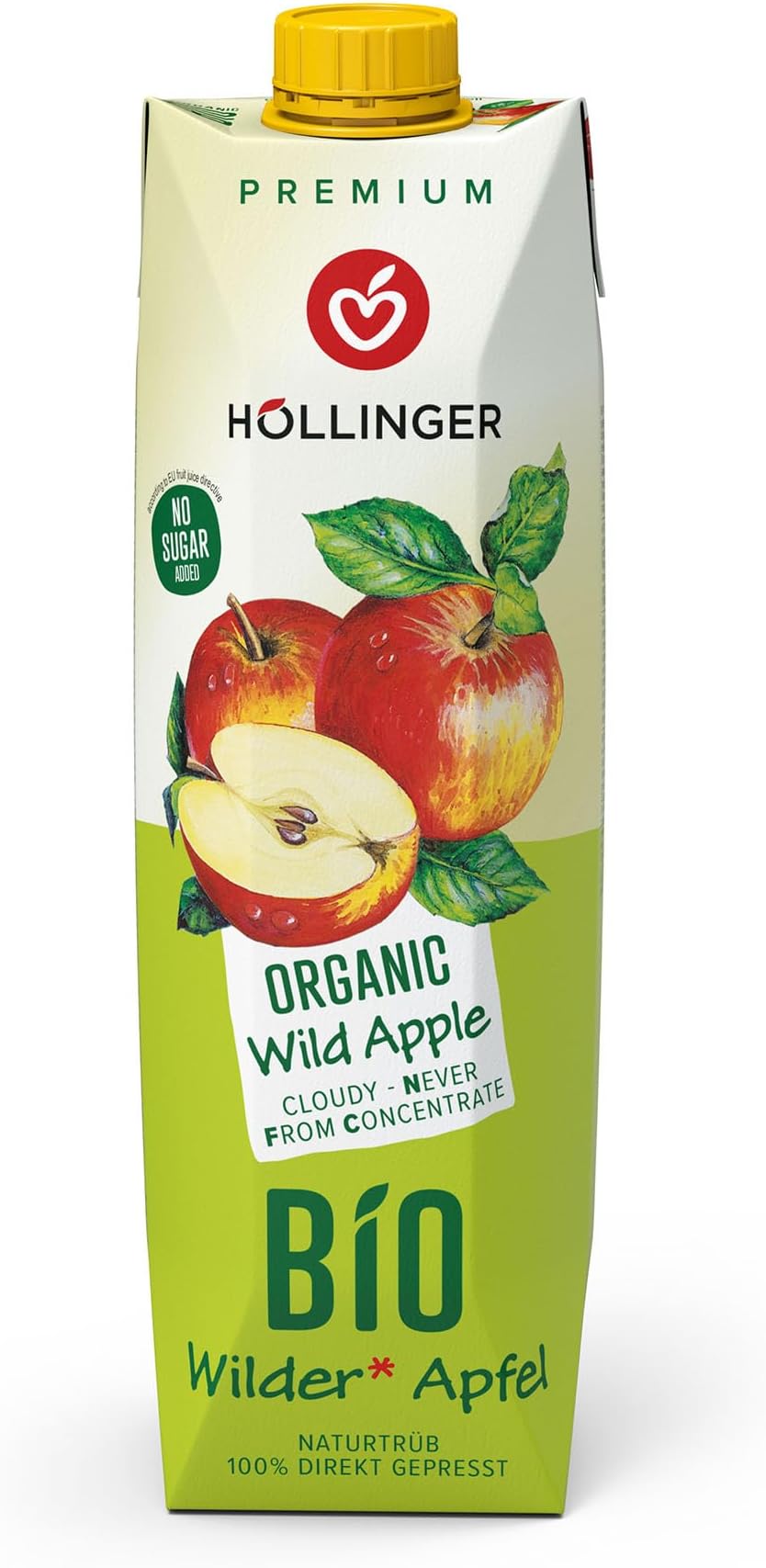 Hollinger Wild Apple Juice Organic Never from Concentrate, Vegan, 1L