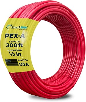 SharkBite 1/2 Inch x 300 Feet Red PEX-A, Made in the USA, Flexible Water Pipe Tubing for Plumbing, UA60R300