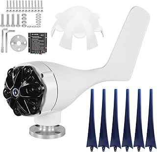 Turbinas eólicas profissionais de 6 lâminas, gerador de moinho de vento pequeno, 1600 W, máquina de máquinas industriais, kit gerador de vento (azul 48V)