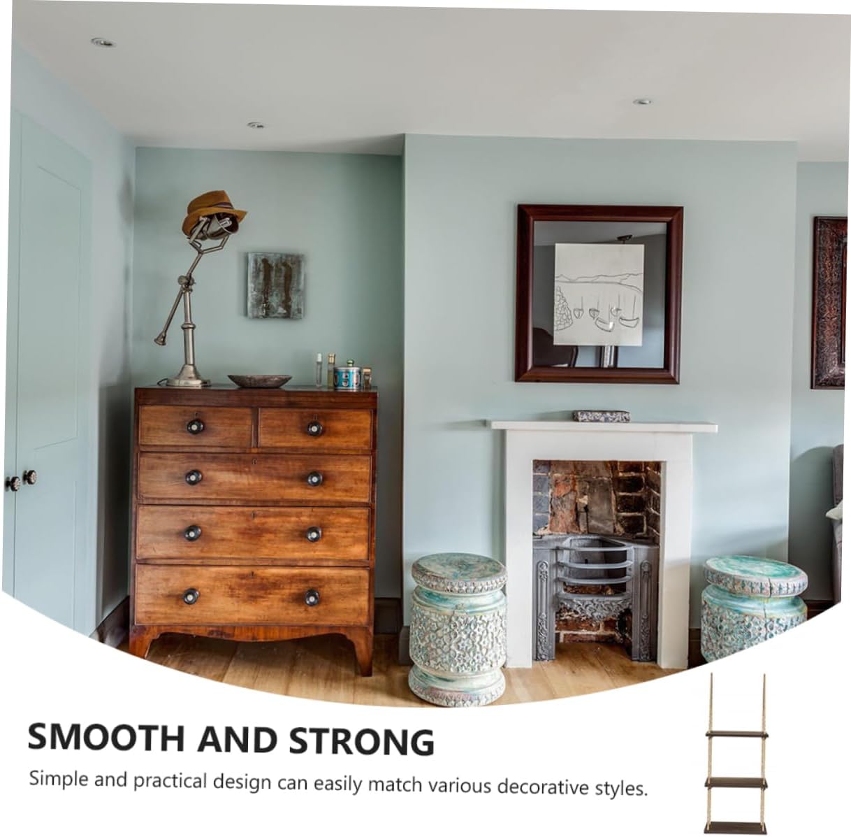 1pc Wall Corner Storage Rack with Thickened Rope Retro Style Hanging Flowerpot Shelf for Organizing Home Decor for Displaying Plants and Ornaments