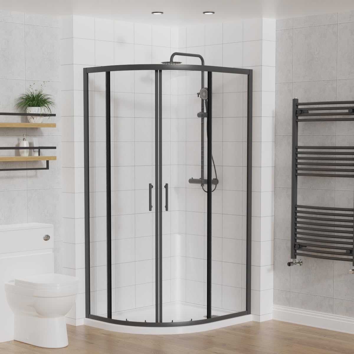Aquariss Offset Quadrant Shower Enclosure Cubicle Black 1000x900x1900mm