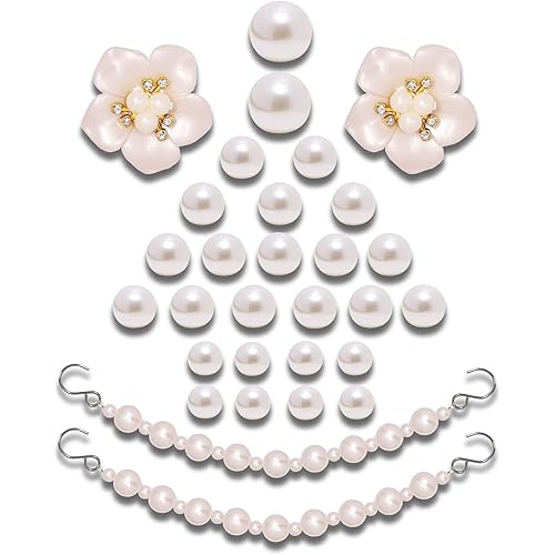GIDDITZ Pearls Shoe Charms Pearl Chains for Shoes Flower Charm Decoration Sandals for Women Girls Party Favors Birthday Gifts