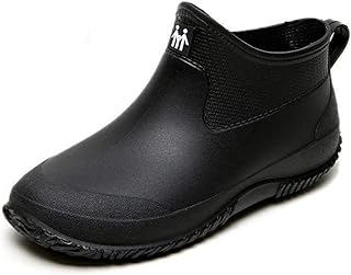 Mens Rain Boots, Ankle Deck Boots Waterproof for Men Anti-Slip Mud Shoes for Garden