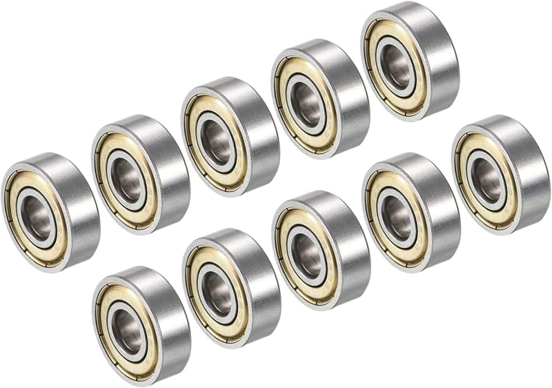 PATIKIL Rodamientos para monopatín de 7x22x8 mm, Paquete de 10 Rodamientos de Bolas de Acero 608ZZ ABEC-7, Miniatura sellada y blindada para Patines de Ruedas, Scooters Longboard