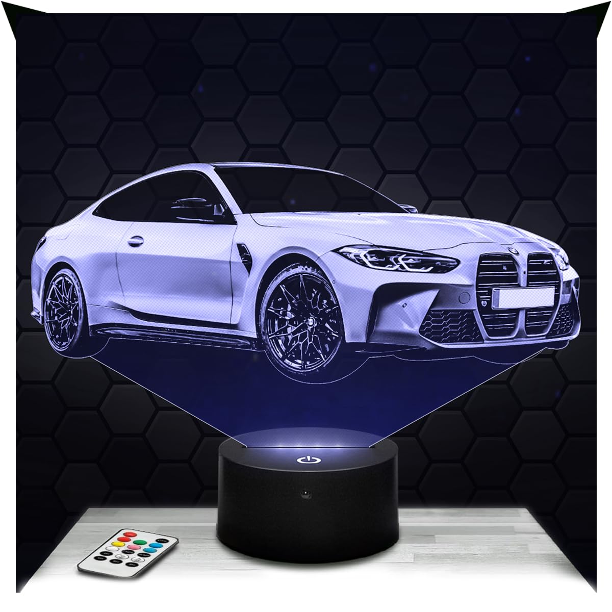 Lampephoto.fr - 3D Lamp M4 Competition German Car, Touch LED Night Light, 3D Hologram Effect, Christmas Birthday Gift Idea for Men, Bedroom Decoration Object
