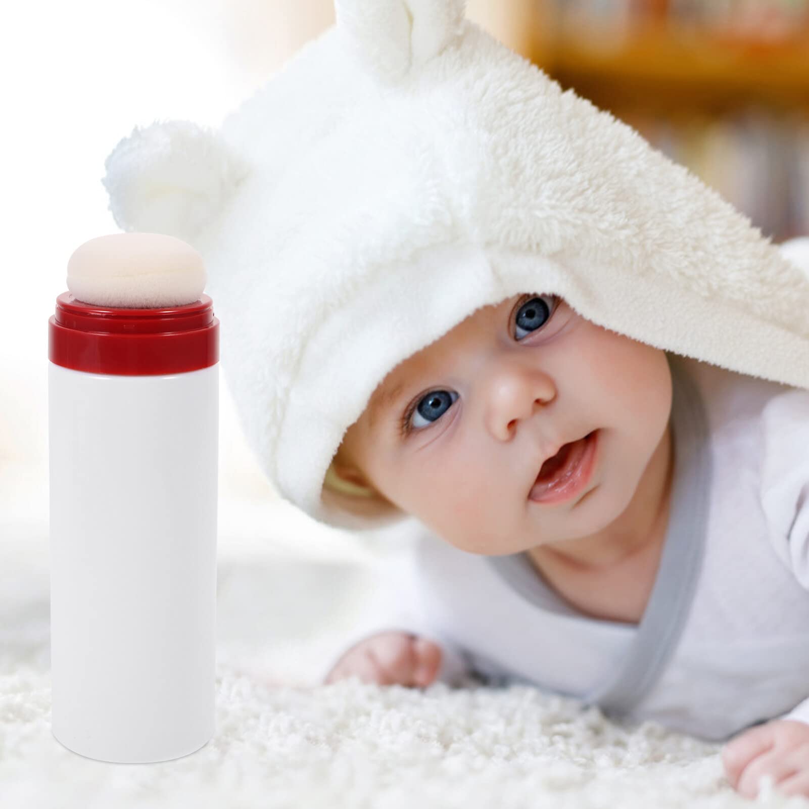 PACKOVE De Poudre Pour Bébé De Houppette Récipient De Poudre De Bain De Pour Le Corps Porte- (Couleur Du Couvercle Aléatoire)