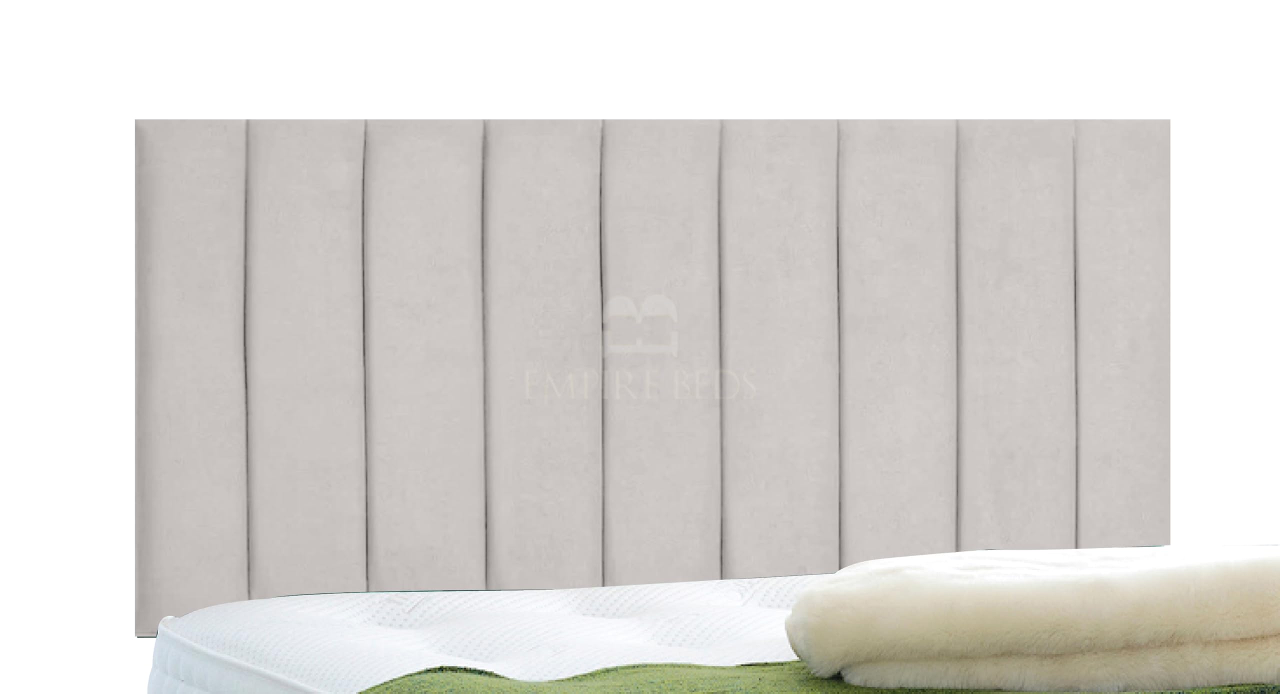 EMPIRE BEDS 24 INCH HEIGHT LUXURIOUS PORTLAND HEADBOARD IN PLUSH VELVET FABRIC FOR DIVAN BEDS(5FT King- Height 24", Cream)