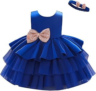 Vestido de Dama de Honor de Boda Vestido de Fiesta Elegante con Diadema para Bebe y Niñas Pequeñas