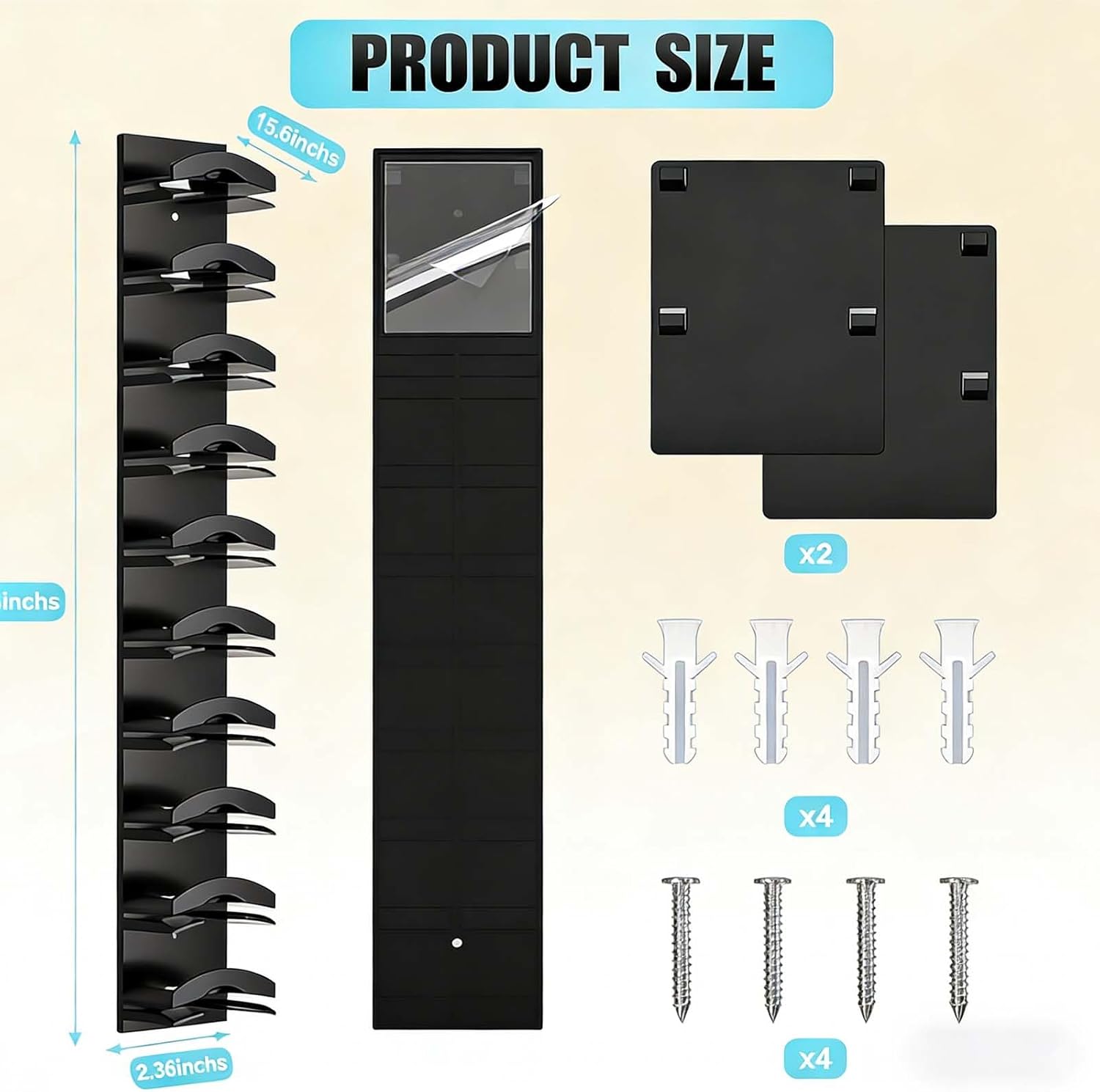 BoAn 2 Pack Hat Organizer for Baseball Caps - Strong Adhesive & Screws Mount Hat Rack, Holds Up to 20 Hats, Wall Door Closet Hat Storage Display for Bedroom Dorm (Black)