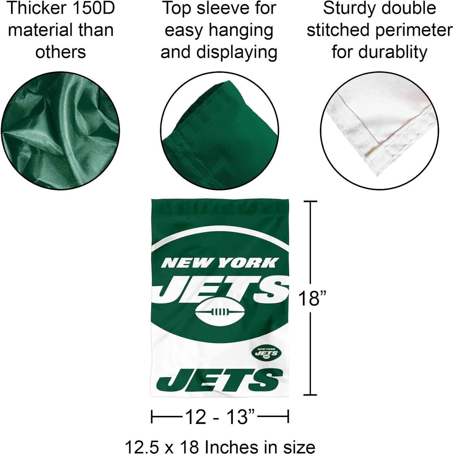 New York Jets Large Logo Double Sided Garden Banner Flag - Image 3