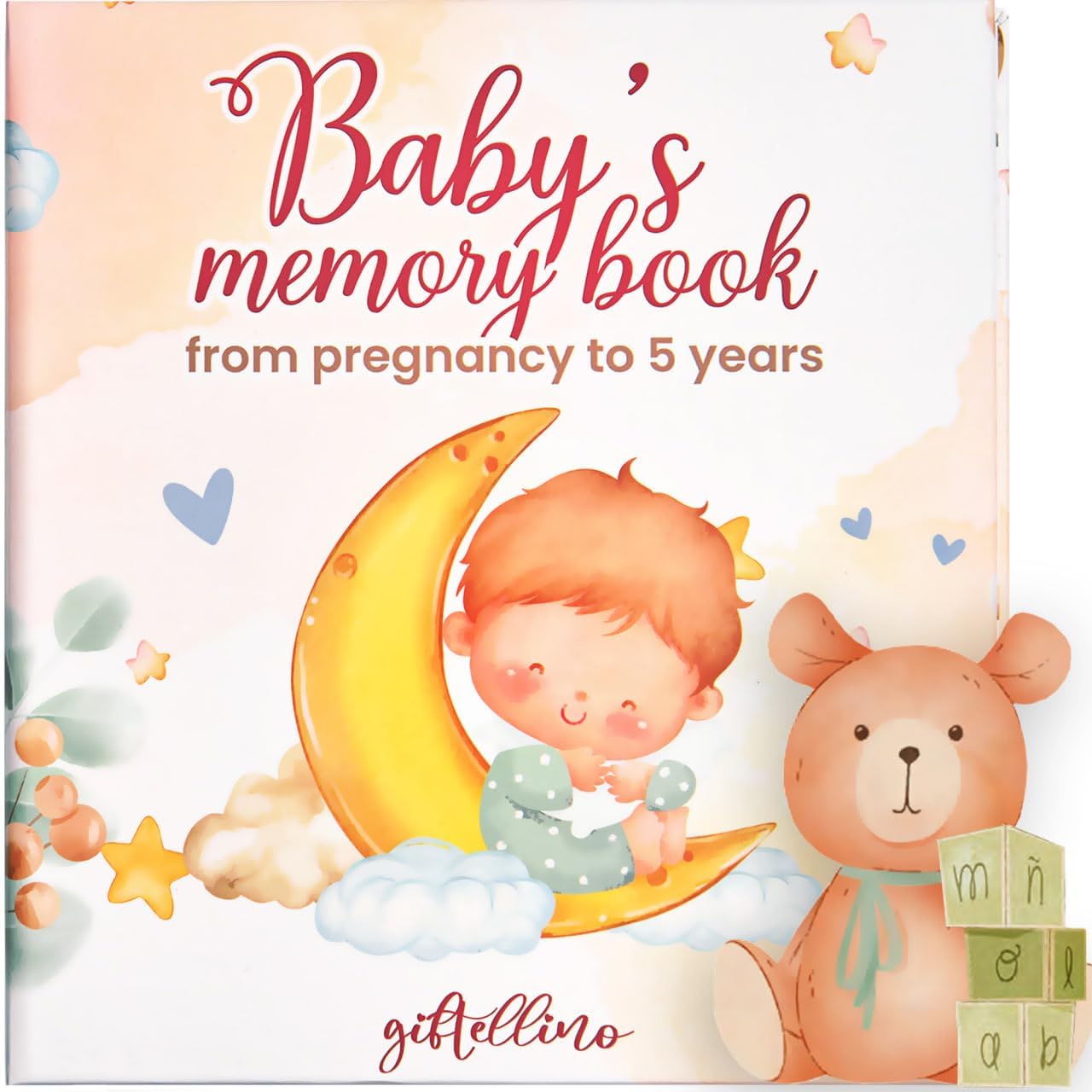 Baby Journal Memory Book for First Year - Baby Childhood Album for Photos and Notes - Newborn Notebook for Girl or Boy - Keepsake Diary from Pregnancy to Five Years - Gender Neutral