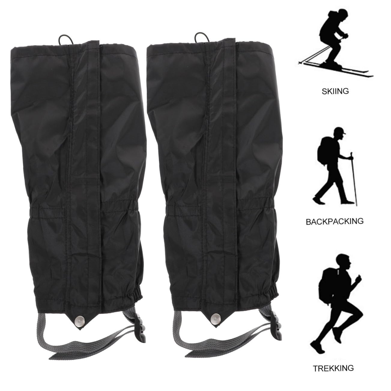 Toddmomy Leggings d'alpinisme Hommes Guêtres De Randonnée pour De Plein Air Protecteur Preuve Couvre-Jambes De Randonnée Enfants Neige Gaiteurs des Jambes Noir Tissu Oxford