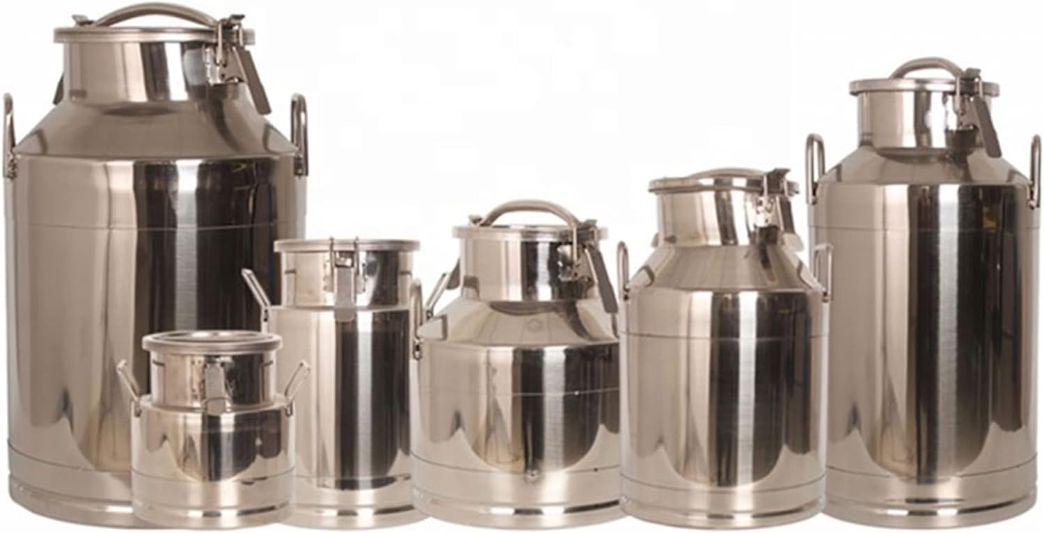 Pail Milk Can Bucket,Stainless Steel with Sealed Lid, Wine Bucket Transport Tote Jug for and Liquid Storage/A / 68L
