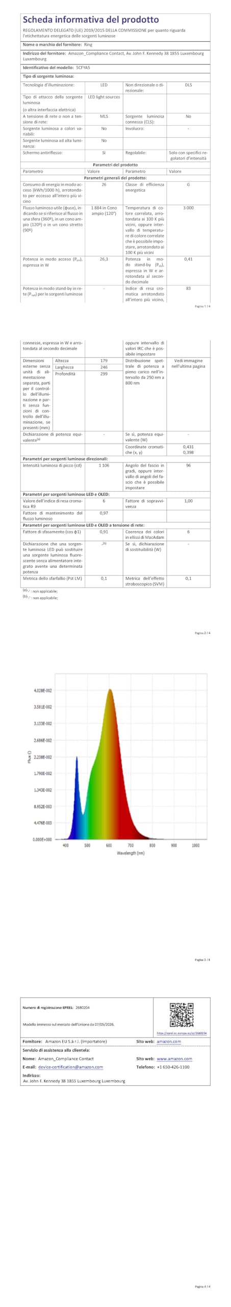 Ring Videocamera con proiettori (Floodlight Cam), alimentazione via cavo(ultimo modello),video 2K, zoom avanzato 6x, proiettori ultraluminosi,prova gratuita di 30 giorni del piano di abbonamento Ring