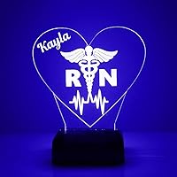Vista 1 de Letrero de nombre LED personalizado para enfermera/RN con control remoto, letrero de nombre iluminado y luz de noche personalizada con nombre
