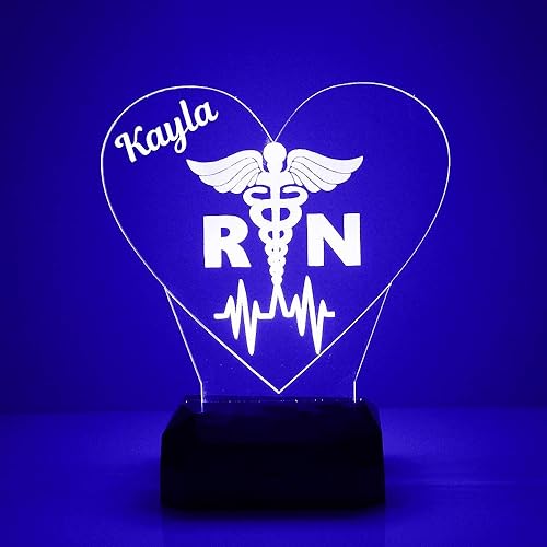 NurseRN - Letrero con nombre LED personalizado con control remoto, letrero de nombre iluminado y luz nocturna con nombre personalizado,