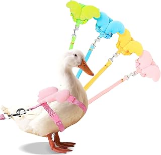 4 Pcs Pet Cole Duck Outside Walking Harness Leash, Funny Duck Accessories, Adjustable Outdoor Training Traction Rope for Chicken Goose Hen(S)