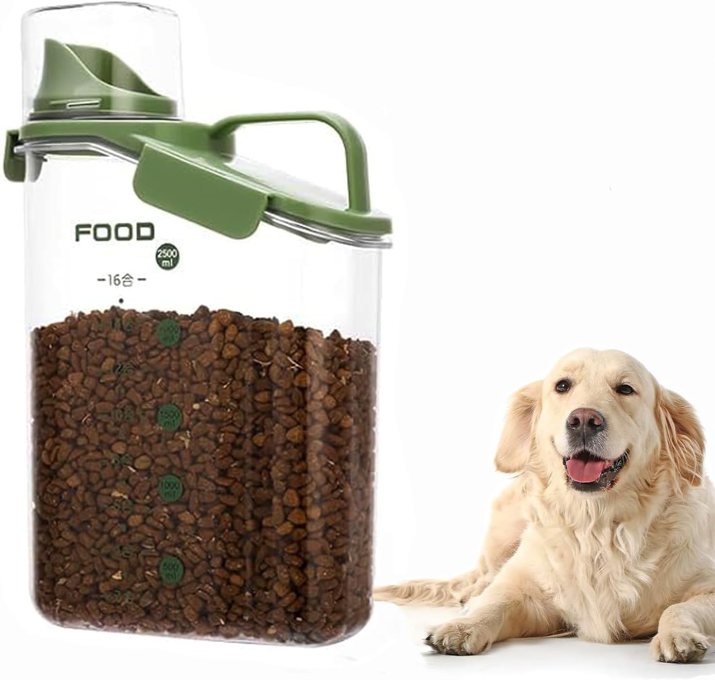 Geltais Dog Food Storage Container Airtight, 2.8L Portable Pet Food Container with Lid & Measuring Cup, BPA Free Plastic Food Storage Bins for Cats/Dogs Outdoor Travel