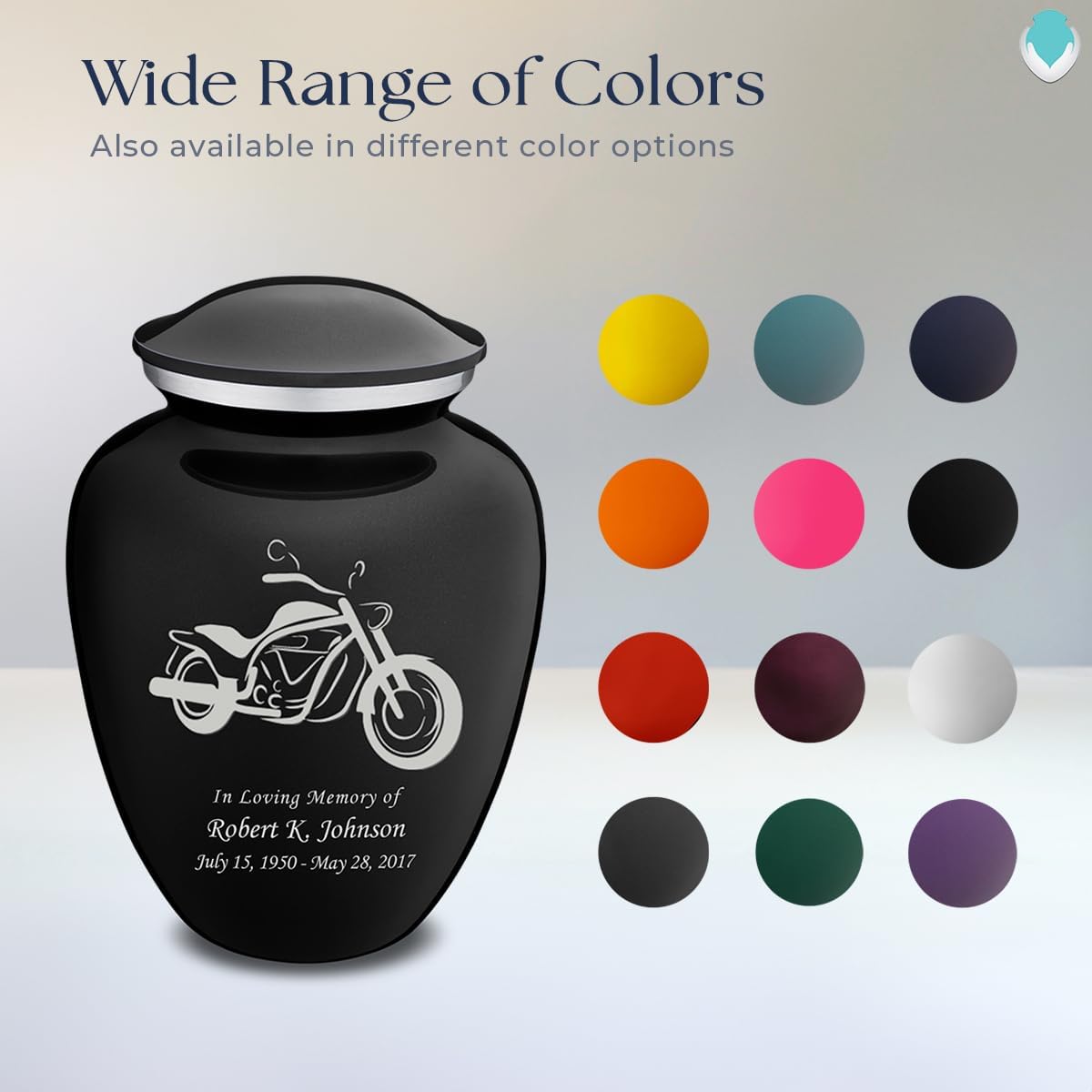 Geturns - Adult Personalized Motorcycle Cremation Urns for Human Ashes I Large Black Funeral Urn for Men and Women I 200 lbs