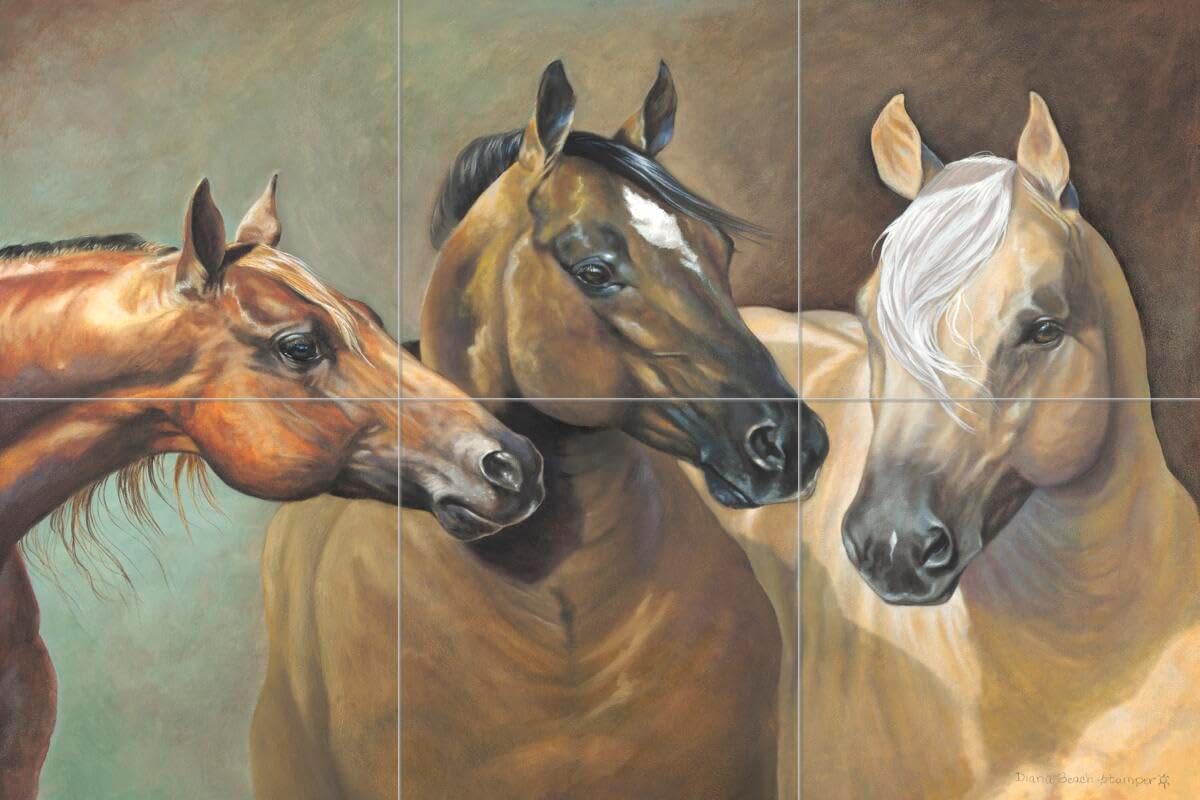 Ceramic Backsplash Tile Mural Horse Animal Equine Kitchen/Bathroom - Big Blonde and Beautiful - Diane Stamper
