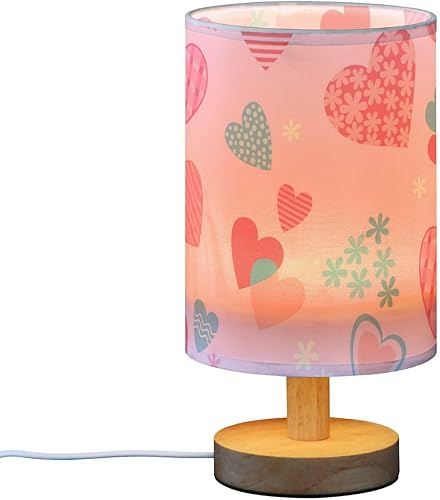 Miniatura 2 de GuoChe Bedside Lamp Kids Night Light Small Valentine's Day Cute Hearts Shape Pink Lamp for Study Nursery lampara de mesa para