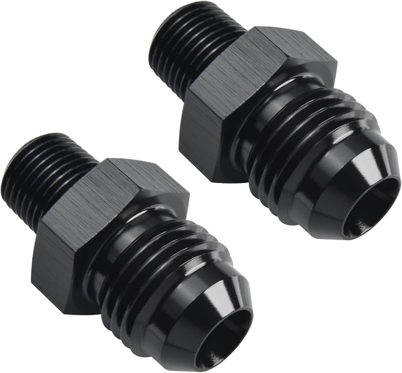 Adaptador de conexão 6AN macho para rosca 1/8 NPT Podavelle em alumínio preto – Kit com 2 unidades