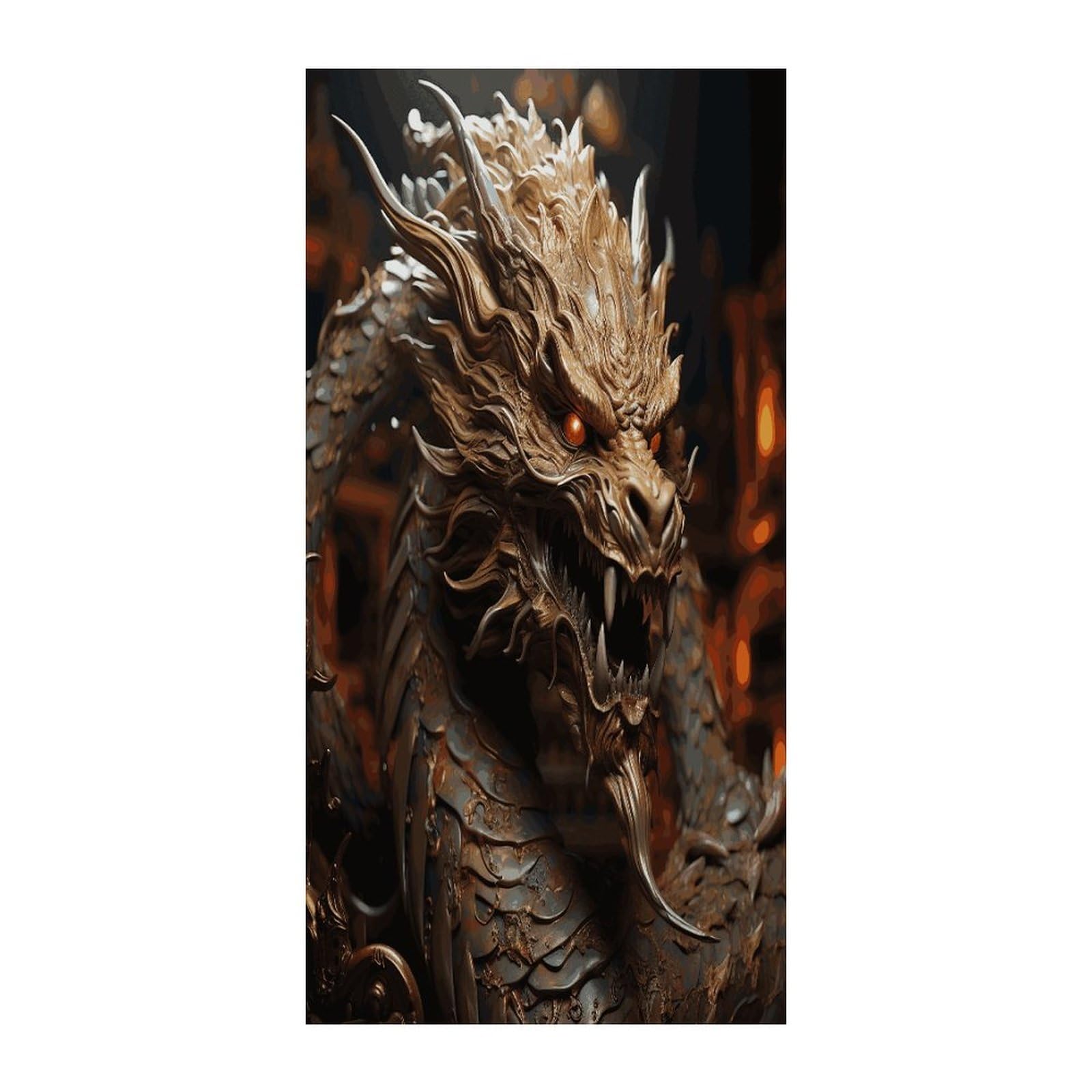 Fekiloot Style Golden Dragon On Red Background Door Curtain Room Divider Curtains