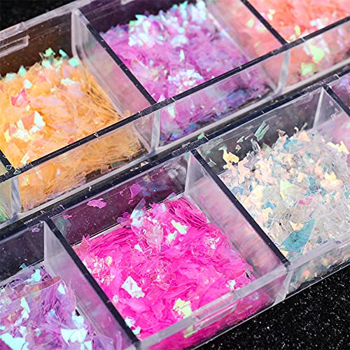 12 Colors Nail Art Glitter Sequins, Irregular Colorful Mermaid Nail Flakes Confetti Sticker Manicure Nail Art Supplies For Face Hand Body Eyes Make-Up Decorations, Women Party Diy Beauty Accessories #TOP1