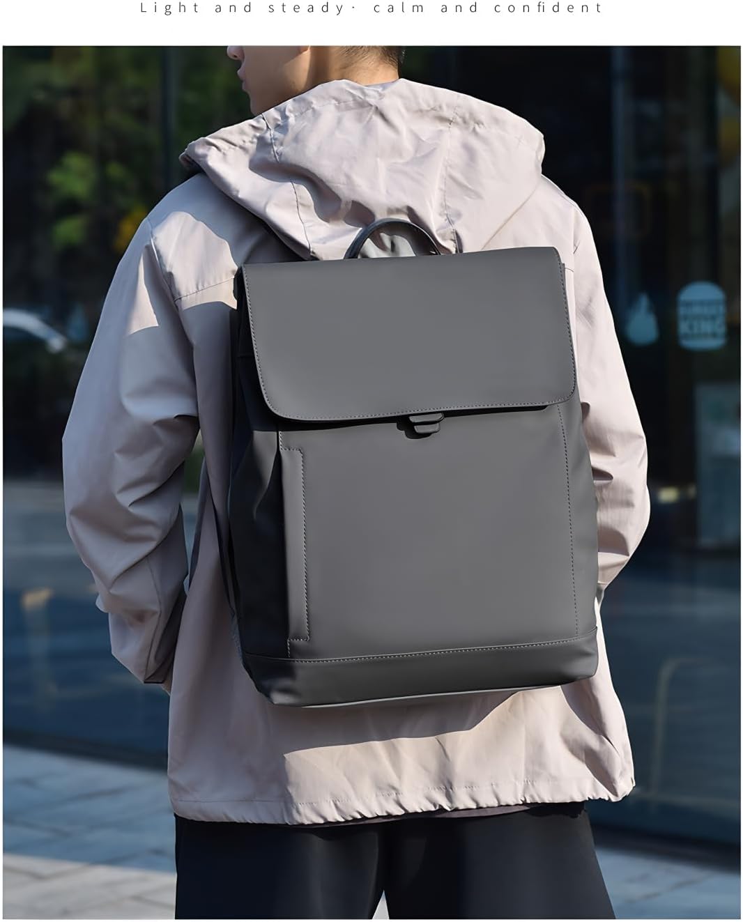 Modern Minimalist Travel Backpack, Waterproof, Adjustable Straps, Luggage Strap Compatible, Lightweight, for Outdoor (grey)