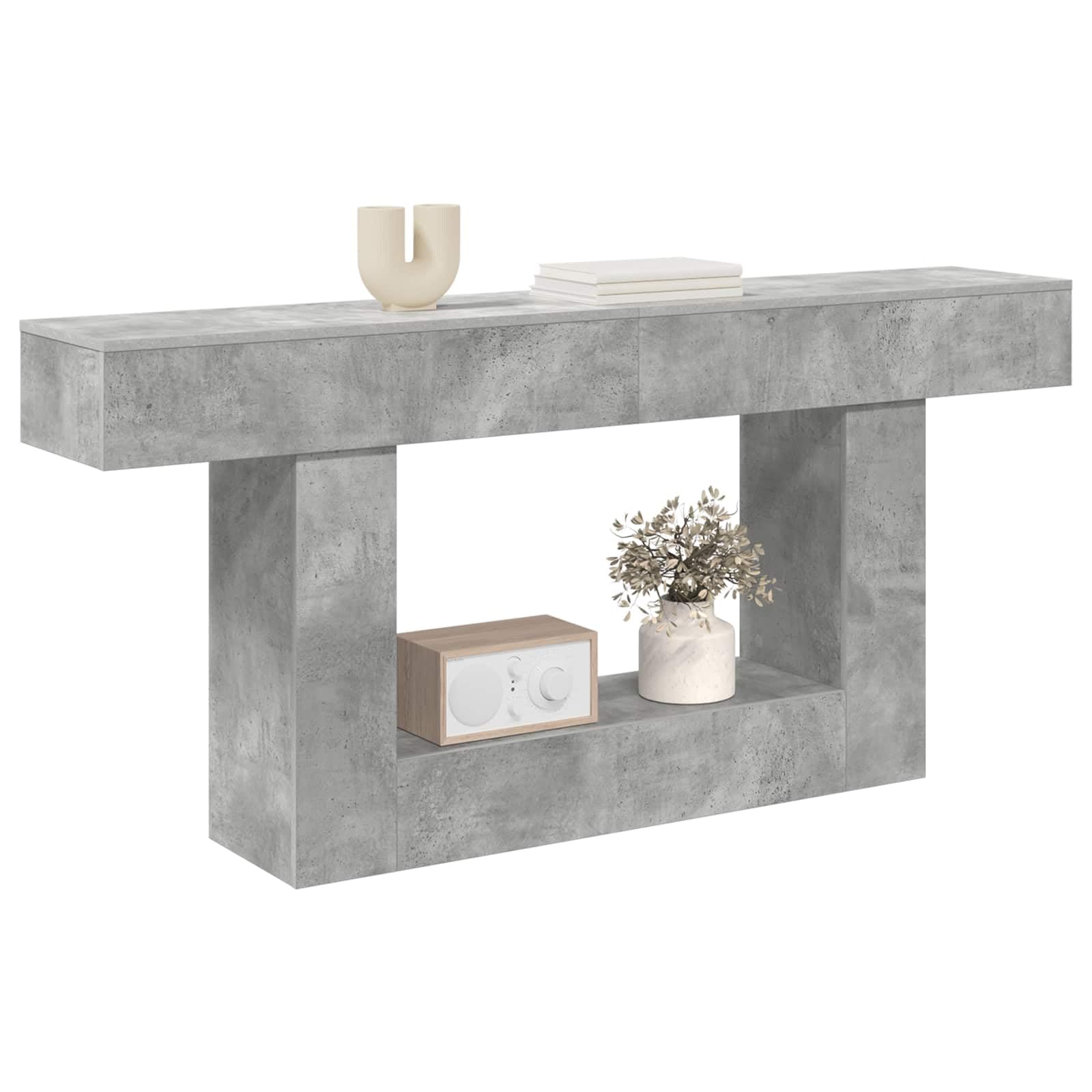 Générique Tavolo consolle grigio cemento 160 x 30 x 74 cm con ripiano design moderno minimalista per ingresso, soggiorno o sala da pranzo, robusto e funzionale.