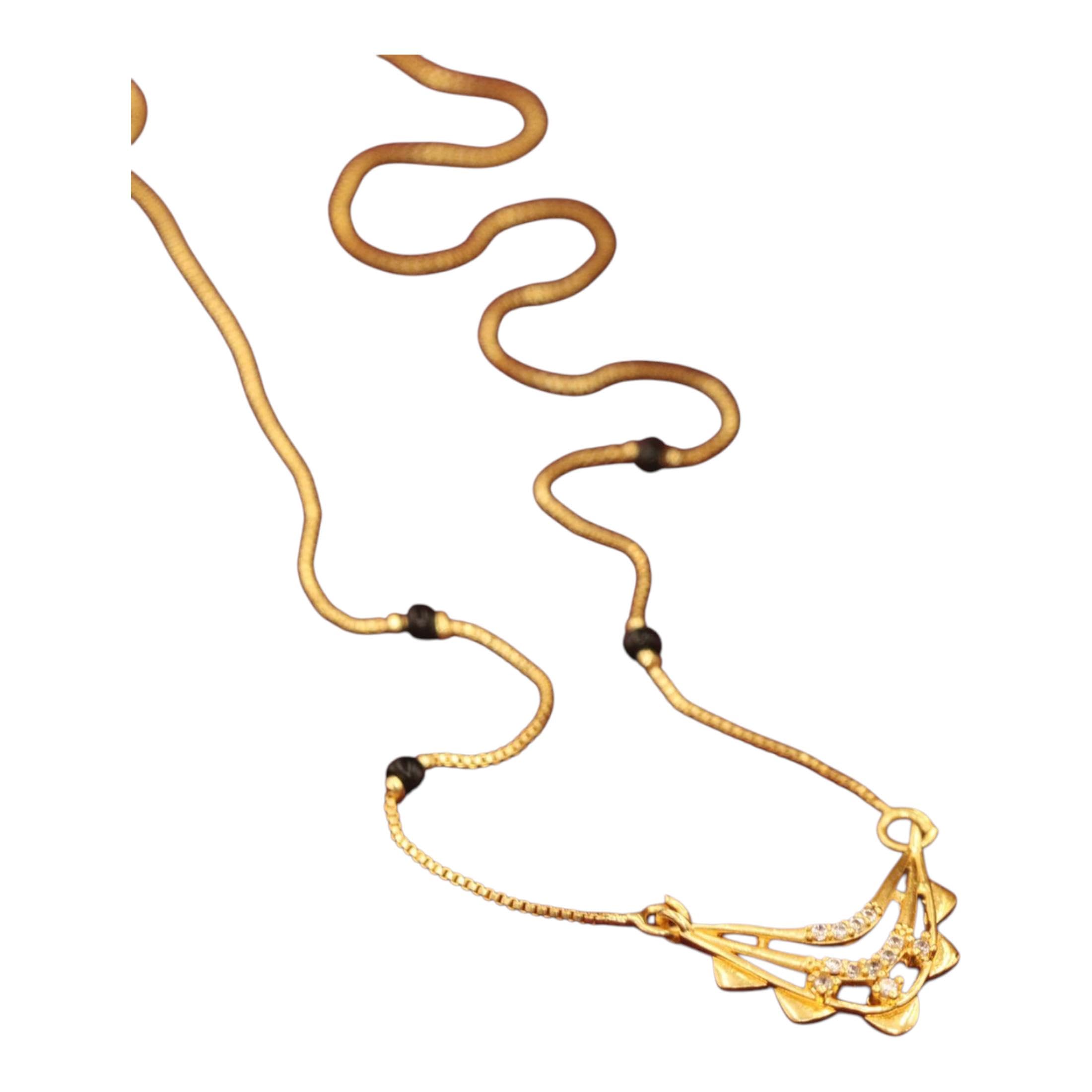 Traditional Micro Gold Polish Mangalsutra and American diamond Crystal Pendant Short 18 Inch for Women, Gift for Wedding, Anniversari, Special Occasion-image-34